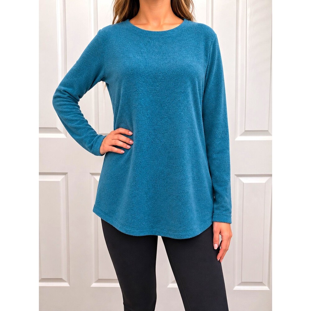 TEK GEAR Women’s Blue  Pullover Crew Neck Long Sleeve Solid Top M